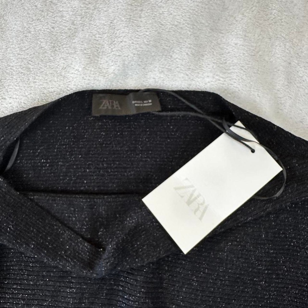 NWT Zara short knit cape jumper black glittery bat wing poncho top y2k - Picture 5 of 6